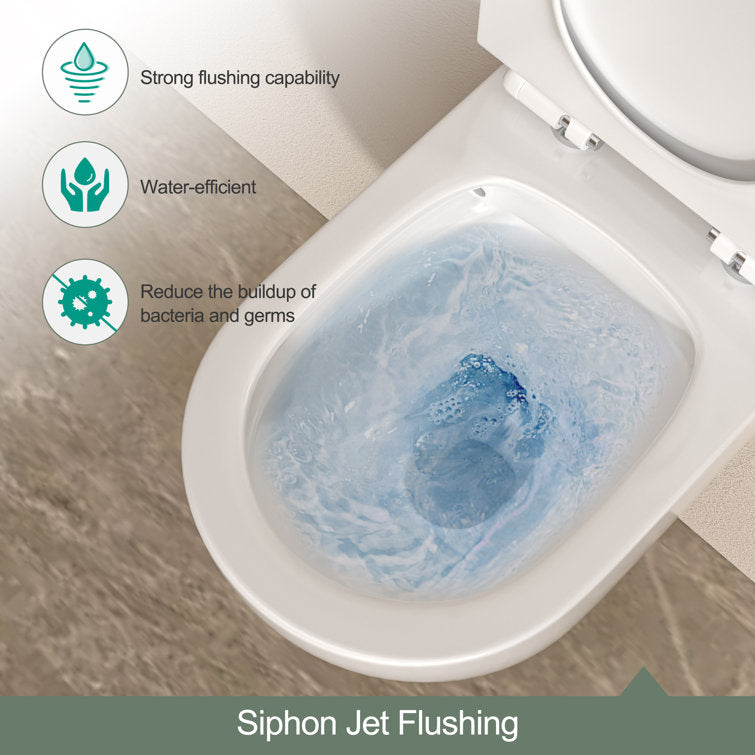 Lordear Wall Mounted Elongated In-Wall Toilet Adjustable Floating Bowl with Soft-Close Seat Dual Flush Compact Rear Outlet Glossy White (Excluding Water Tank)  from Lordear