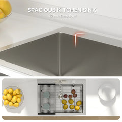 Lordear Spacious kitchen sink with a deep bowl and a view of the inside with a rack.