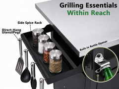 Lordear 24 Inch Portable Outdoor Grill Cart