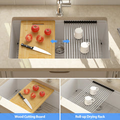 Lordear 33'' Undermount Kitchen Sink Single Bowl With Accessories