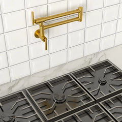 Lordear Wall Mount Folding Double Joint Swing Arms Stainless Steel Kitchen Faucet