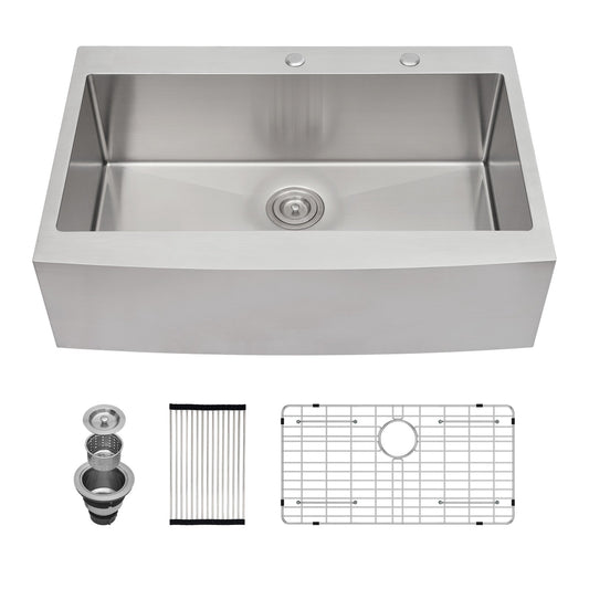 33 Inch Farmhouse Sink Single Bowl Sink Topmount Sink 16 Gauge Stainless Steel Kitchen Sink Apron Front Sink  from Lordear