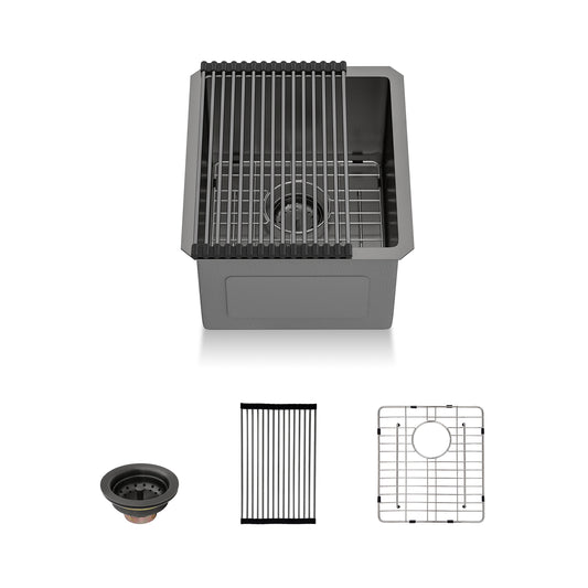 Lordear 15'' x 17'' Stainless Steel Undermount Single Bowl Bar Sink