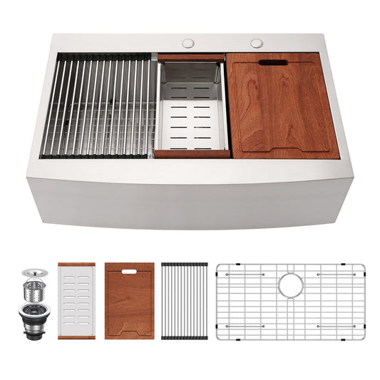 Lordear 33" Stainless Steel Topmount Single Bowl Farmhouse Workstation Kitchen Sink  from Lordear 1600