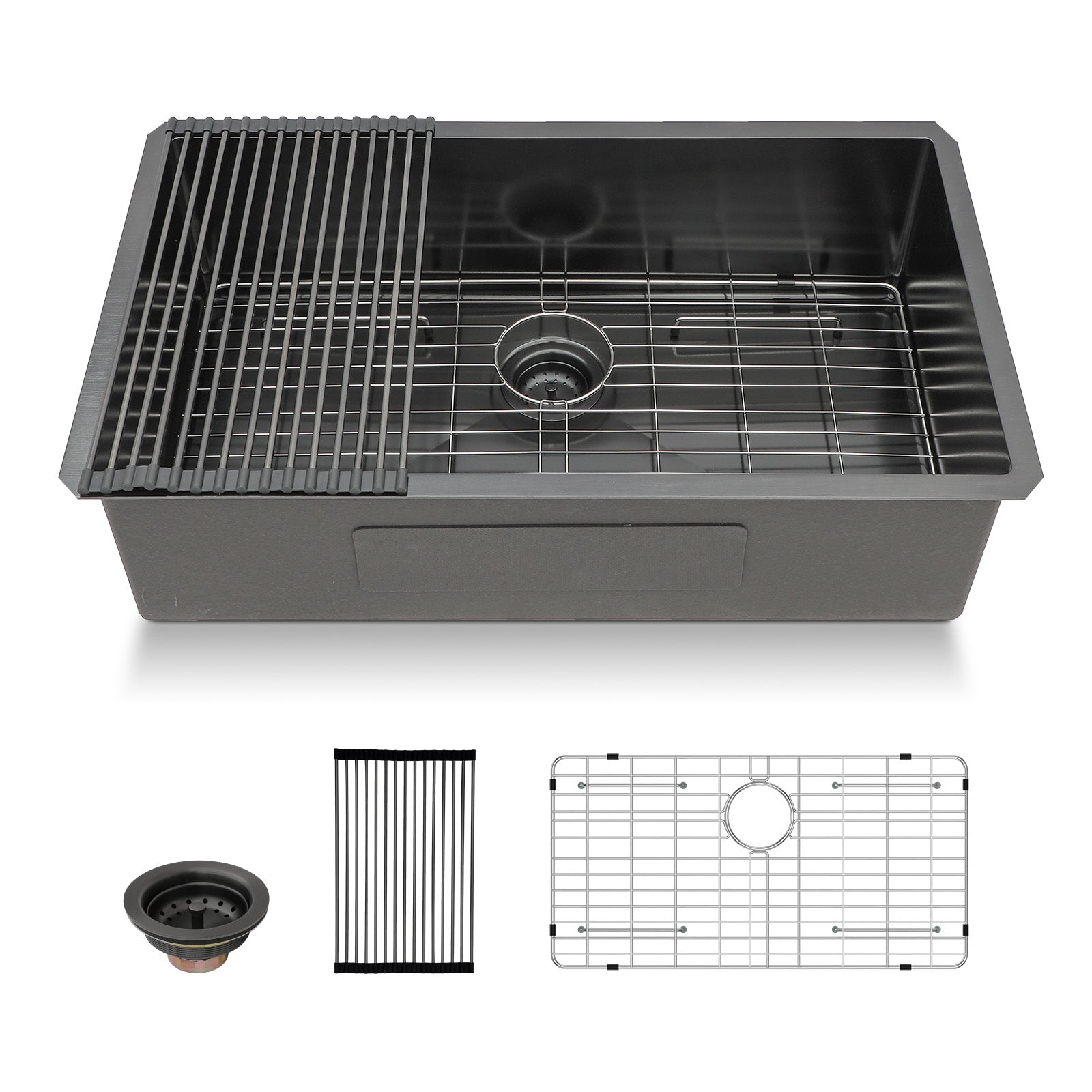 Lordear 32/33 Inch Undermount Kitchen Sink 16 Gauge Stainless Steel  Kitchen Sink 32x19/33x19 Inch Gunmetal Black Single Bowl Sink  from Lordear