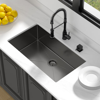 Lordear 32/33 Inch Undermount Kitchen Sink 16 Gauge Stainless Steel  Kitchen Sink 32x19/33x19 Inch Gunmetal Black Single Bowl Sink  from Lordear