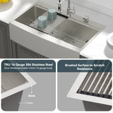 33 Inch Farmhouse Kitchen Sink Workstation SinK Topmount Single Bowl Sink 16 Gauge Stainless Steel Kitchen Sink with Cutting Board and Colander from Lordear