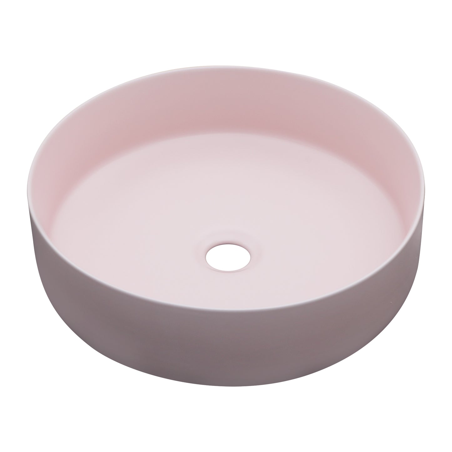 16in L x 16in W Vessel Round Bathroom Sink Modern Above Counter Bathroom Sink Ceramic Art Basin-Pink  from Lordear