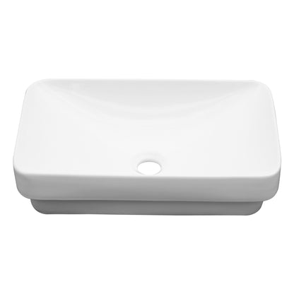 19in L x 12in W Semi Recessed Bathroom Sink Rectangular White Ceramic Vessel Sink Above Counter Sink  from Lordear