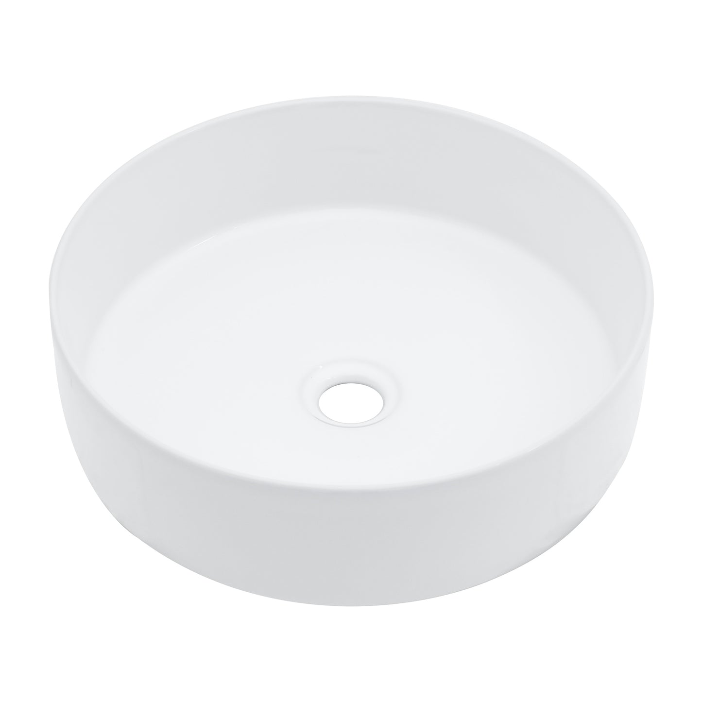 16in L x 16in W Vessel Round Bathroom Sink Modern Above Counter Bathroom Sink Ceramic Art Basin-White  from Lordear