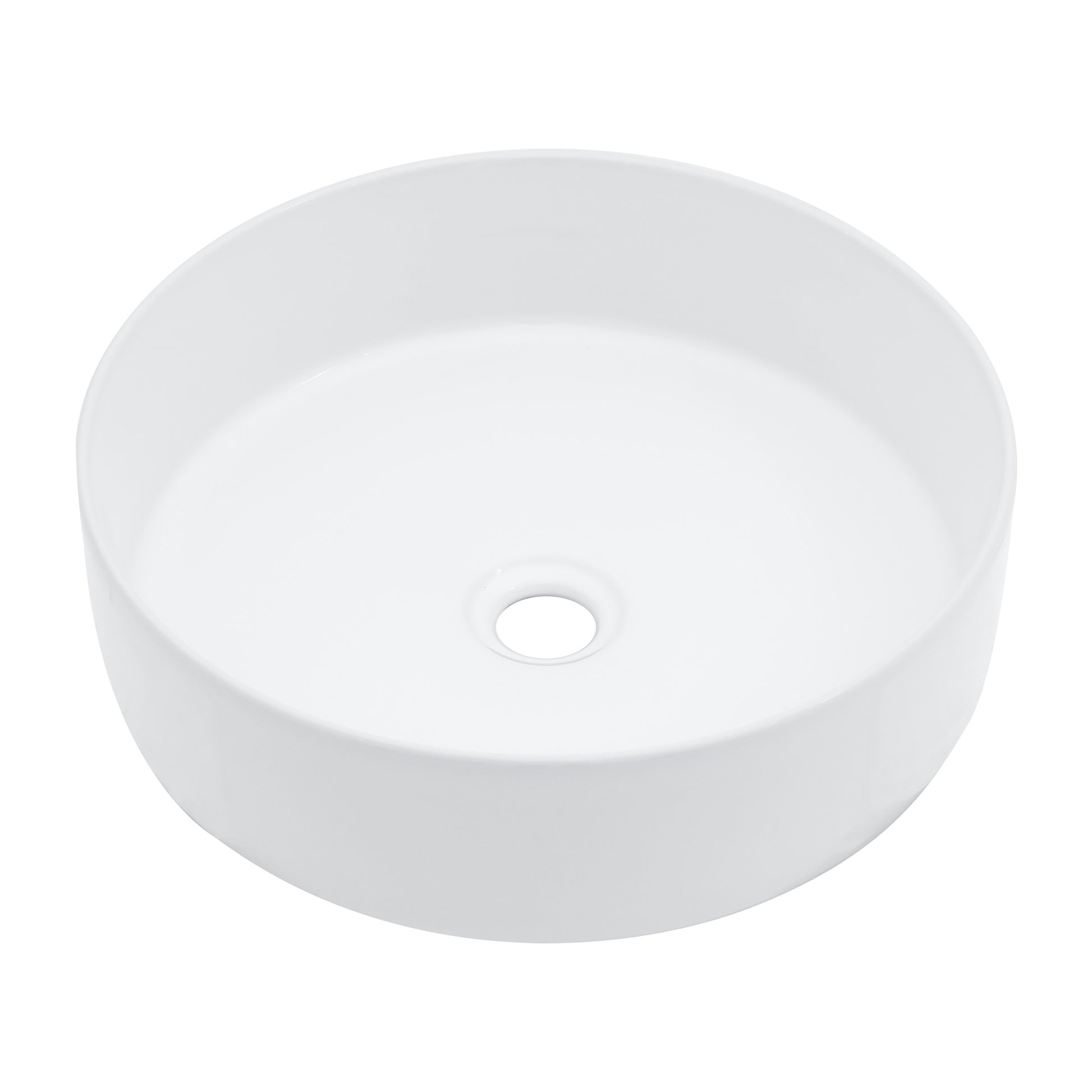 16in L x 16in W Vessel Round Bathroom Sink Modern Above Counter Bathroom Sink Ceramic Art Basin-White  from Lordear