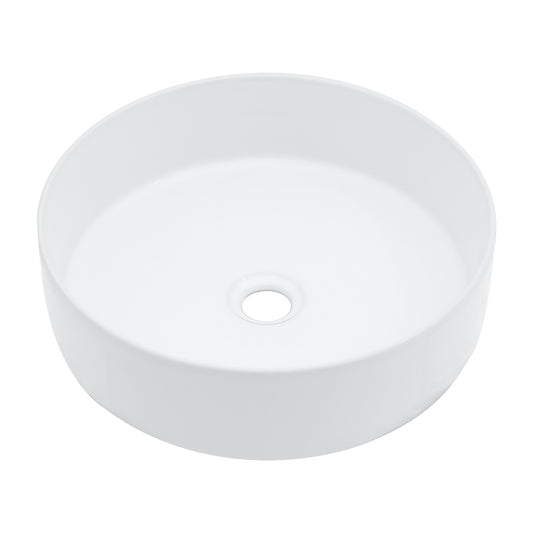 16in L x 16in W Vessel Round Bathroom Sink Modern Above Counter Bathroom Sink Ceramic Art Basin-White  from Lordear