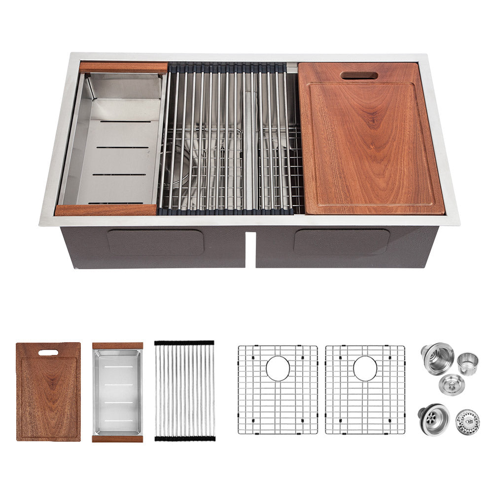 Lordear 30'' x 19'' Stainless Steel Undermount Workstation Kitchen Sink