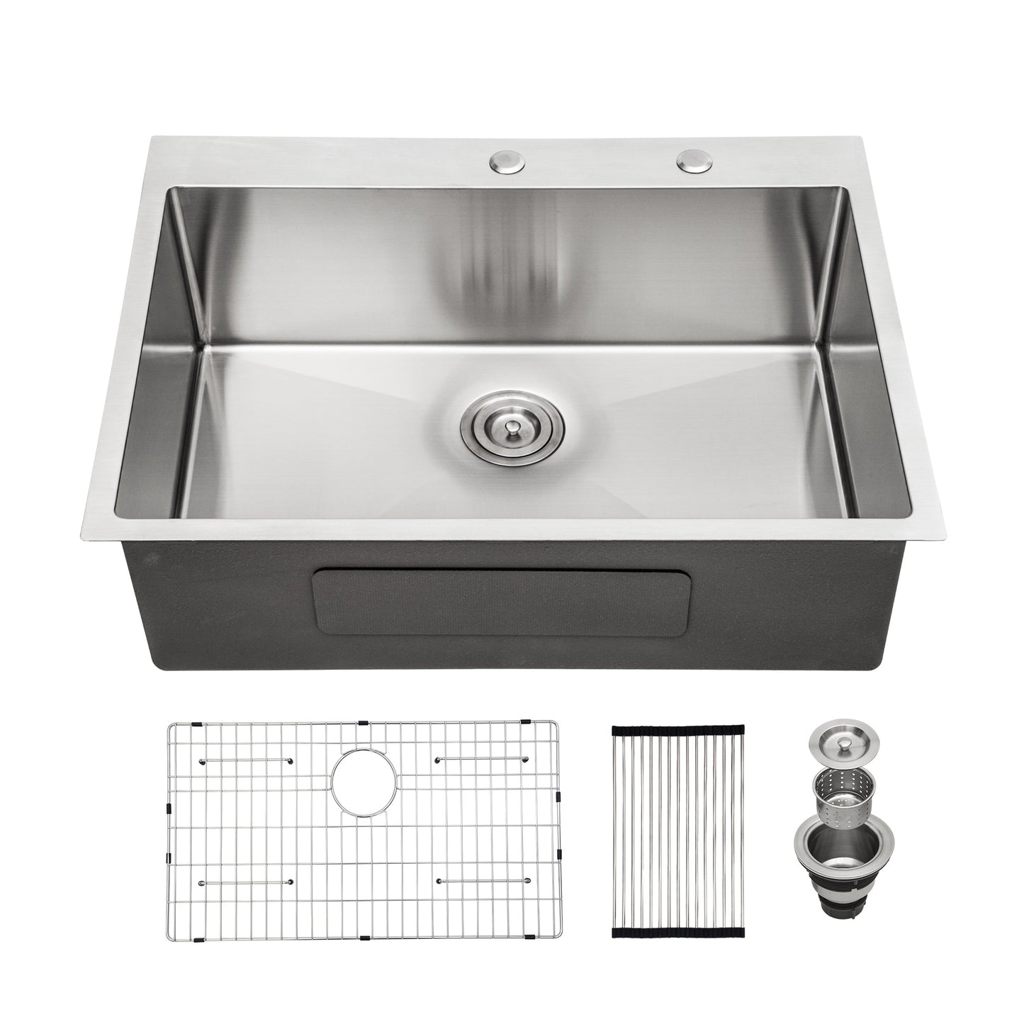 Lordear 25/28/33 Inch Drop In Kitchen Sink 16 Gauge Stainless Steel  Kitchen Sink Topmount Single Bowl Sink with Rack,Drain Assembly and Grid  from Lordear