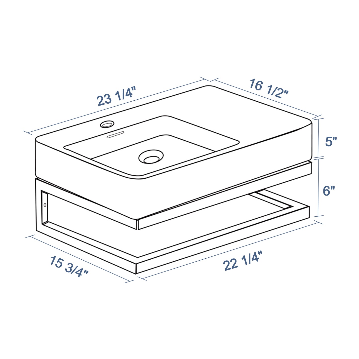 23.25in L x 16.5in W Wall Mounted Bathroom Sink with Towel Rack White Ceramic Bathroom Wall Hung Sink  from Lordear