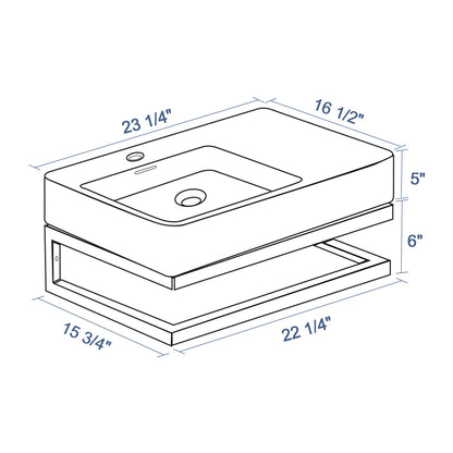 23.25in L x 16.5in W Wall Mounted Bathroom Sink with Towel Rack White Ceramic Bathroom Wall Hung Sink  from Lordear