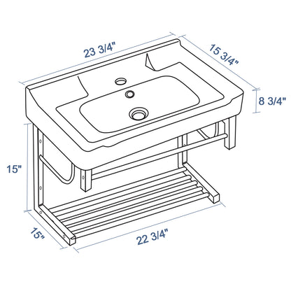 23.75in L x 15.75in W Wall Mounted Bathroom Sink with Towel Rack White Ceramic Bathroom Wall Hung Sink  from Lordear