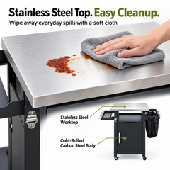 Lordear 24 Inch Portable Outdoor Grill Cart