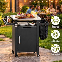 Lordear 24 Inch Portable Outdoor Grill Cart