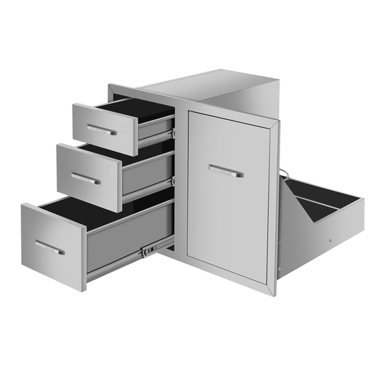 Drawer cabinets for outdoor kitchens or courtyards with trash can holder  from Lordear 1600