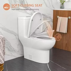 Lordear White Dual Flush Elongated Chair Height WaterSense Soft Close Toilet 12 in Rough In 16 GPF seat- Lid Cover Only (Customer Service Use Only)