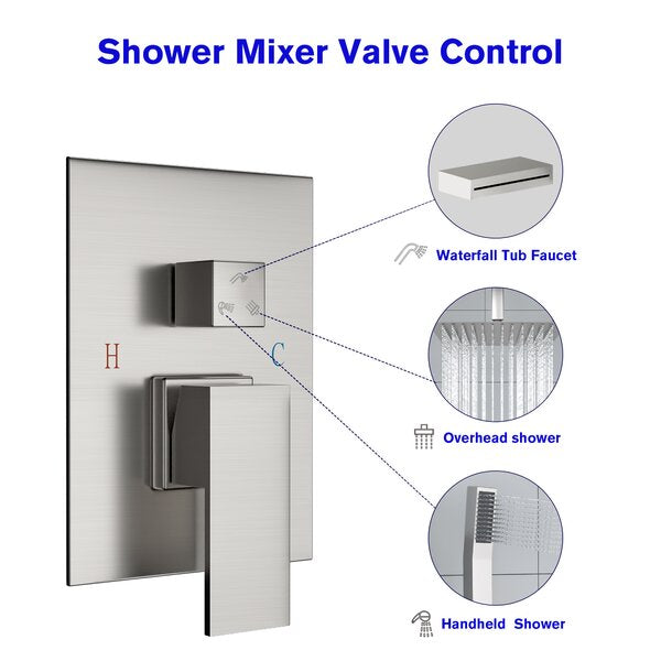 Complete Shower System with Rough in-Valve-Brushed Nickel  from Lordear