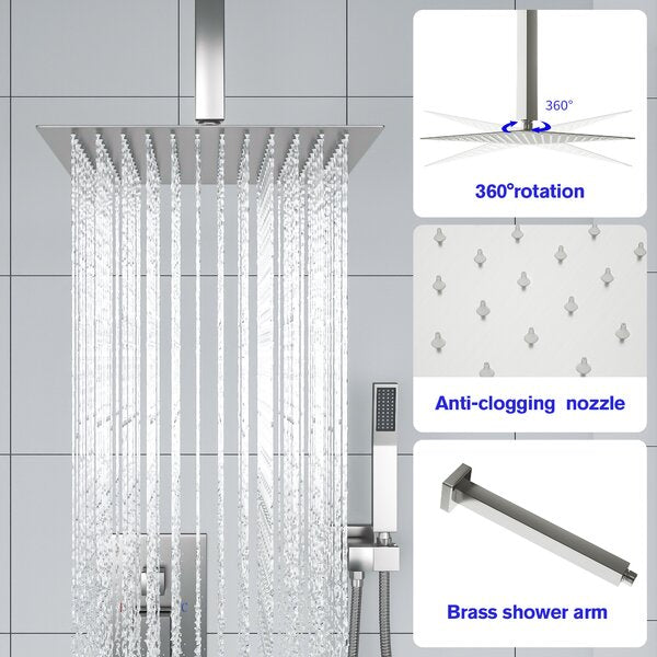 Complete Shower System with Rough in-Valve-Brushed Nickel  from Lordear