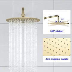 Lordear 10'' Stainless Steel Round Gold Shower Head with Valve  from Lordear