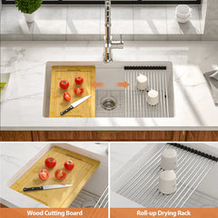 Lordear 30'' Undermount Kitchen Sink Single Bowl With Accessorries