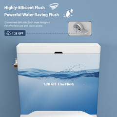 Lordear White Ceramic Floor Mounted Push Button One Piece Elongated Bidet Toilet with Comfort Soft Seat