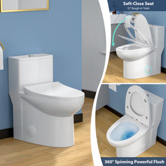 Lordear 1.6 Gallons GPF Elongated Comfort Height Floor Mounted One-Piece Toilet (Seat Included)