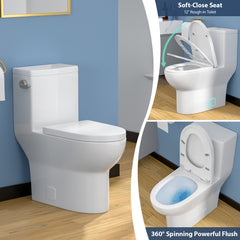 Lordear White Ceramic Elongated Floor One Piece Bidet Toilet