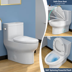 Lordear 1.1/1.6 GPF One Piece Toilet Dual Flush Elongated Toilet Floor Mounted (Seat Included)