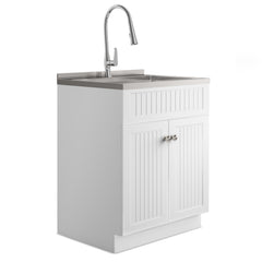 28in  Stainless Steel White Laundry Cabinet with Faucet and Sink  from Lordear