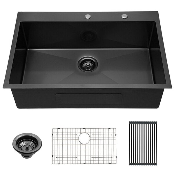 Drop-in Kitchen Sink 16 Gauge Stainless Steel Kitchen Sink Topmount Single Bowl Basin Sink-33in H x 22in W x 10in D  from Lordear