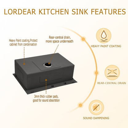 Drop-in Kitchen Sink 16 Gauge Stainless Steel Kitchen Sink Topmount Single Bowl Basin Sink-33in H x 22in W x 10in D  from Lordear