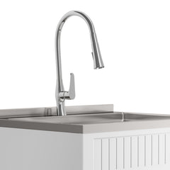 28in  Stainless Steel White Laundry Cabinet with Faucet and Sink  from Lordear