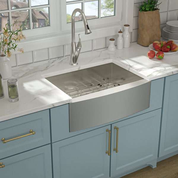 Farmhouse Apron Front Kitchen Sink Stainless Steel Single Bowl Farm Sink 16 Gauge Stainless Sink-Brushed  from Lordear