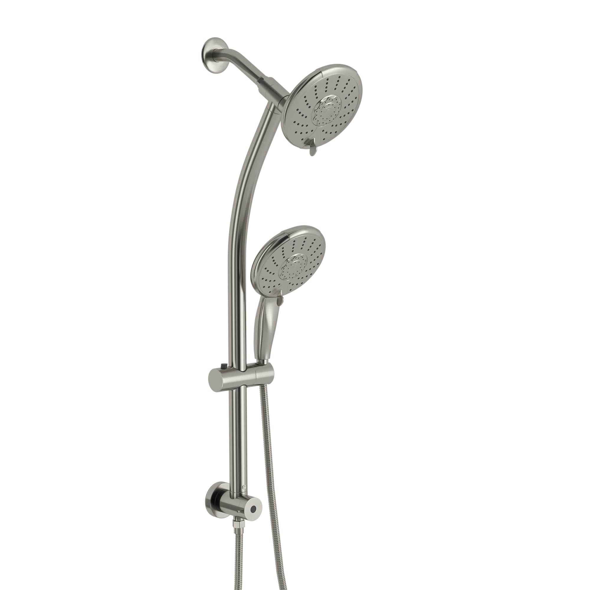 Lordear 5 Setting Rain Shower Head with Handheld Spray and 3-Way Water Diverter, Brushed Nickel Finish | Shower Head | Lordear