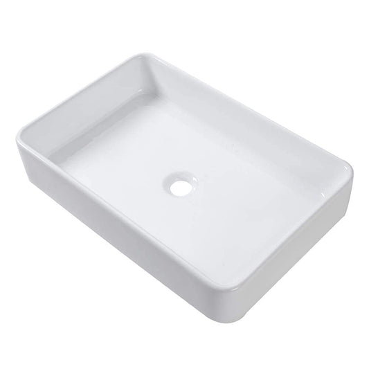 Lordear White Bathroom Sink 24"x16" Rectangle Bathroom Vessel Sink Modern Above Counter White Farmhouse 24 Inch Bathroom Sink Porcelain Ceramic Vanity Sink Art Basin