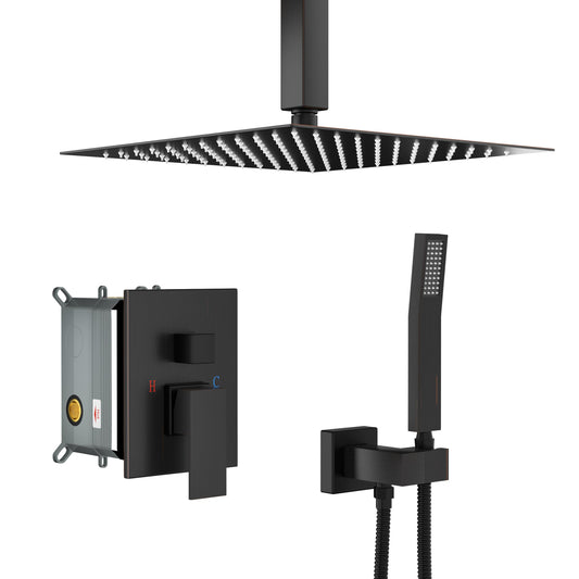 Lordear 10 Inch Ceiling Mounted Shower Faucet Set with High Pressure Shower Head and Handheld in Oil Rubbed Bronze Finish  from Lordear 2500