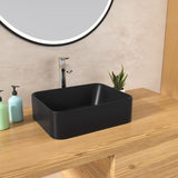Modern Rectangular Black Vessel Sink - Lordear 16 x 12 Ceramic Porcelain Art Basin | Lordear