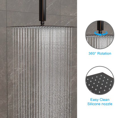 Lordear 10 Inch Ceiling Mounted Shower Faucet Set with High Pressure Shower Head and Handheld in Oil Rubbed Bronze Finish | Shower Faucets & System | Lordear