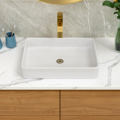 Lordear White Bathroom Sink 24"x16" Rectangle Bathroom Vessel Sink Modern Above Counter White Farmhouse 24 Inch Bathroom Sink Porcelain Ceramic Vanity Sink Art Basin