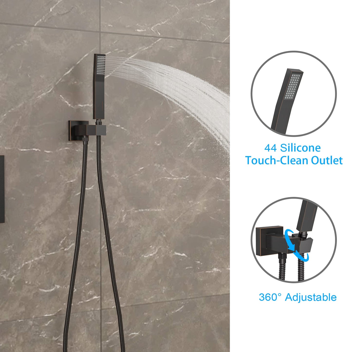 Lordear 10 Inch Ceiling Mounted Shower Faucet Set with High Pressure Shower Head and Handheld in Oil Rubbed Bronze Finish | Shower Faucets & System | Lordear