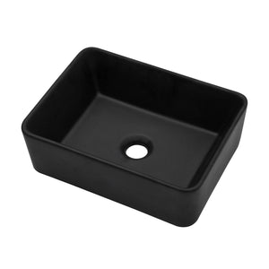 Modern Rectangular Black Vessel Sink - Lordear 16 x 12 Ceramic Porcelain Art Basin | Lordear