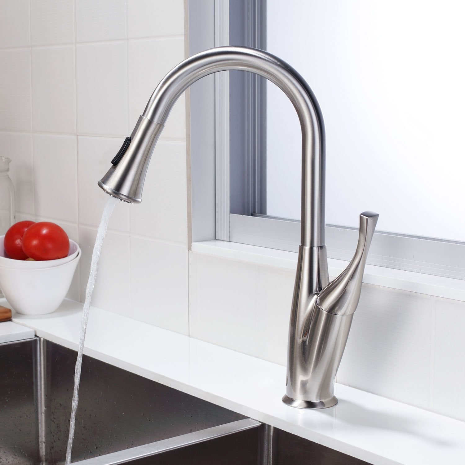 Lordear Flower Vase Shape Kitchen Sink Faucet with Pull Down Sprayer | Kitchen Faucet | Lordear