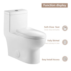 Lordear 1.1/1.6 GPF One-Piece Toilet Dual Flush Elongated Toilet Floor Mounted (Seat Included)  from Lordear