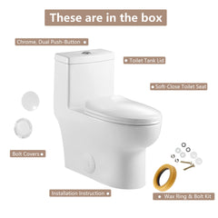 Lordear 1.1/1.6 GPF One-Piece Toilet Dual Flush Elongated Toilet Floor Mounted (Seat Included)  from Lordear
