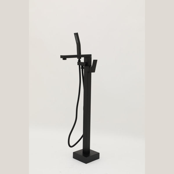 Lordear Freestanding Bathtub Faucet Floor Tub Spout with Diverter Filler Floor Mount Brass Bathroom Faucets with Hand Shower-Matte Black  from Lordear